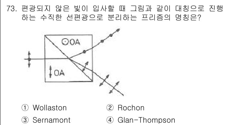 광학기사 2016년 73번 - 정답과 핵심 포인트를 검수 중인 기출문제