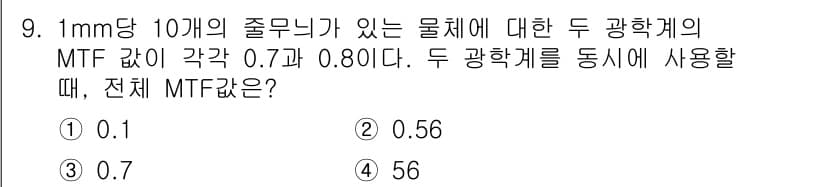 광학기사 2016년 9번 - 정답과 핵심 포인트를 검수 중인 기출문제