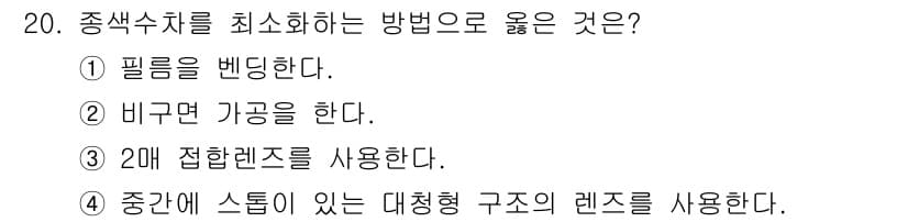 광학기사 2020년 20번 - 정답과 핵심 포인트를 검수 중인 기출문제