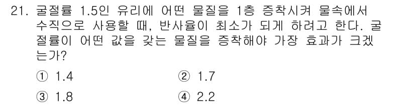 광학기사 2020년 21번 - 정답과 핵심 포인트를 검수 중인 기출문제