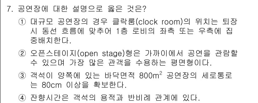 9급_지방직_공무원_건축계획 2020년 7번 - 정답과 핵심 포인트를 검수 중인 기출문제