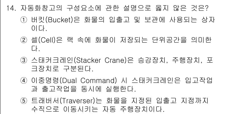 물류관리사_2교시 2020년 14번 - 정답과 핵심 포인트를 검수 중인 기출문제