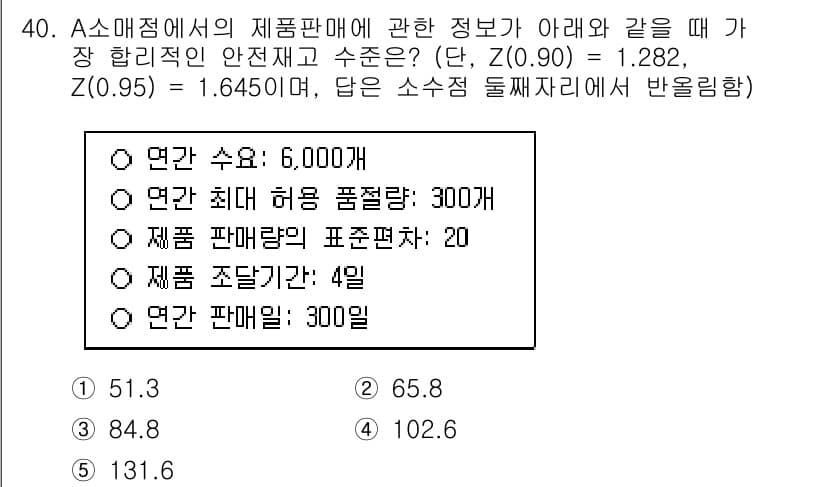 물류관리사_2교시 2020년 40번 - 정답과 핵심 포인트를 검수 중인 기출문제