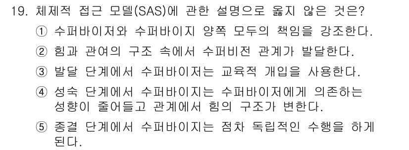 청소년상담사_1급(1교시) 2020년 19번 - 정답과 핵심 포인트를 검수 중인 기출문제