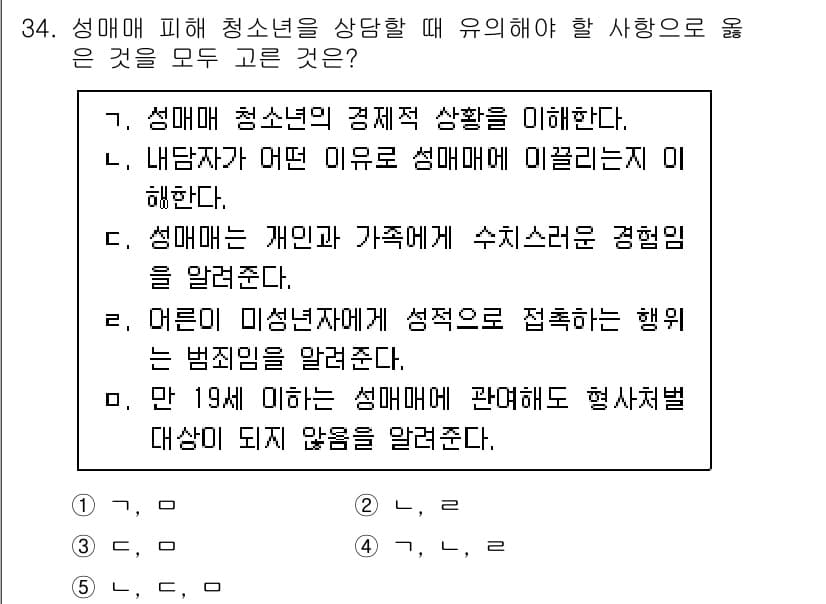 청소년상담사_1급(2교시) 2020년 34번 - 정답과 핵심 포인트를 검수 중인 기출문제