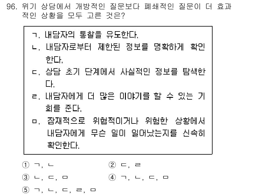 청소년상담사_1급(2교시) 2020년 96번 - 정답과 핵심 포인트를 검수 중인 기출문제