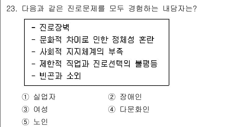 청소년상담사_2급(2교시) 2020년 23번 - 정답은 '4. 다운증후군'입니다. 다운증후군을 겪는 이들은 다양한 진로 ... 에 관한 핵심 기출문제
