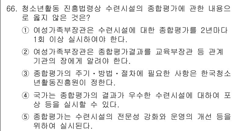 청소년상담사_3급(2교시) 2020년 66번 - 정답이 '3'인 이유는 종합평가의 주기, 방법, 절차에 대한 사항은 한국... 에 관한 핵심 기출문제