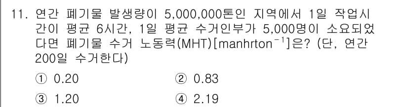9급_지방직_공무원_환경공학개론 2020년 11번 - 정답과 핵심 포인트를 검수 중인 기출문제