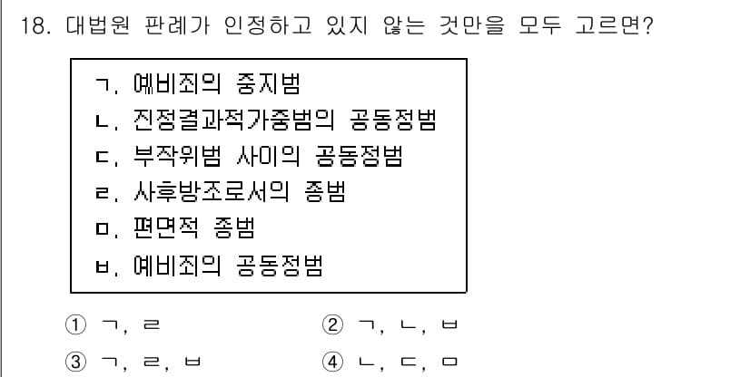 9급_국가직_공무원_형법 2020년 18번 - 정답과 핵심 포인트를 검수 중인 기출문제