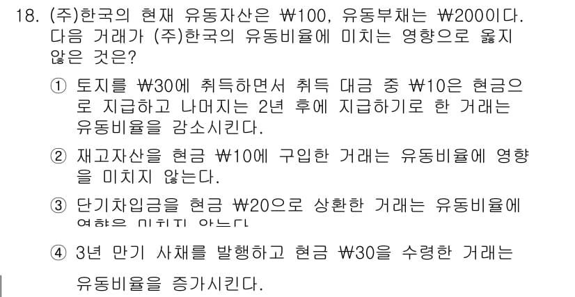 9급_국가직_공무원_회계원리 2020년 18번 - 정답과 핵심 포인트를 검수 중인 기출문제