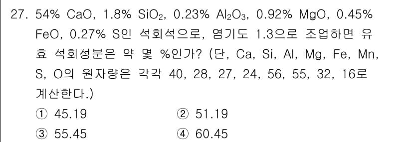 제선기능장 2018년 27번 - 정답과 핵심 포인트를 검수 중인 기출문제