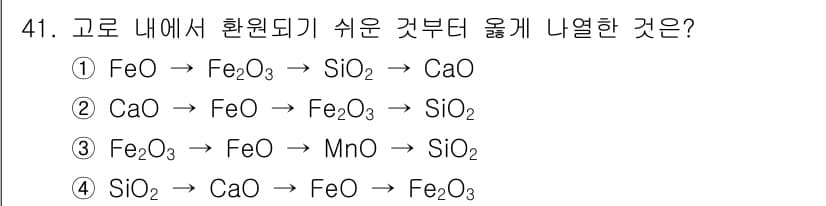 제선기능장 2018년 41번 - 정답과 핵심 포인트를 검수 중인 기출문제