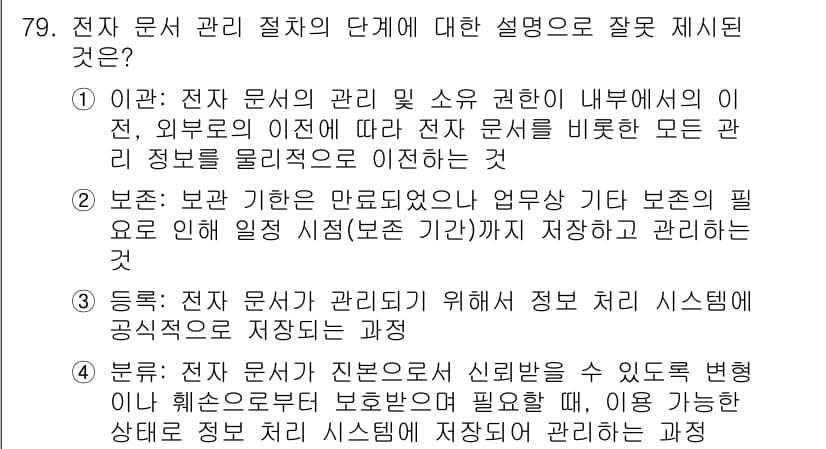 비서_2급 2020년 79번 - 정답과 핵심 포인트를 검수 중인 기출문제