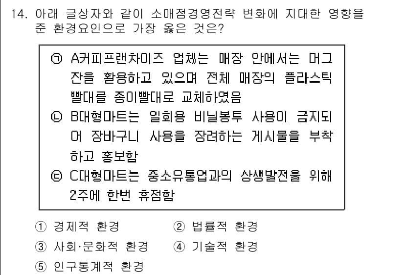 유통관리사_2급 2020년 14번 - 정답과 핵심 포인트를 검수 중인 기출문제