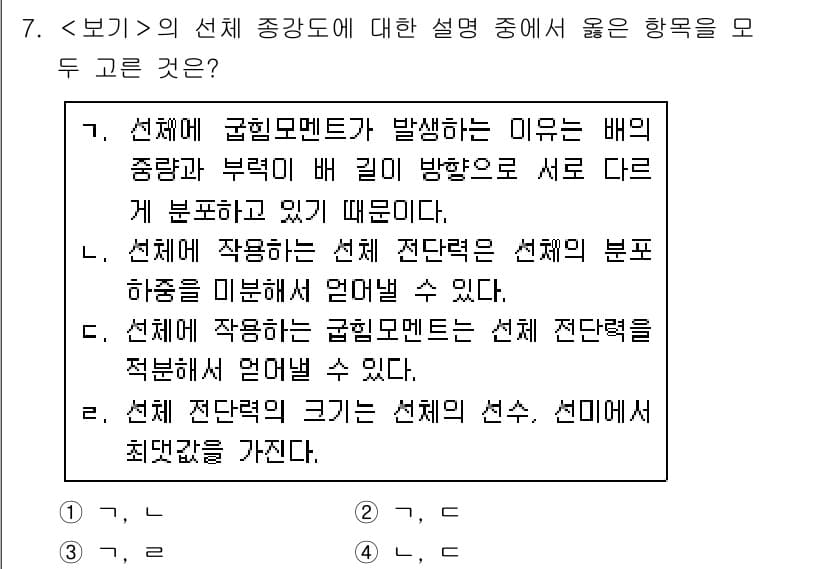 9급_지방직_공무원_서울시_선박일반 2020년 7번 - 정답과 핵심 포인트를 검수 중인 기출문제