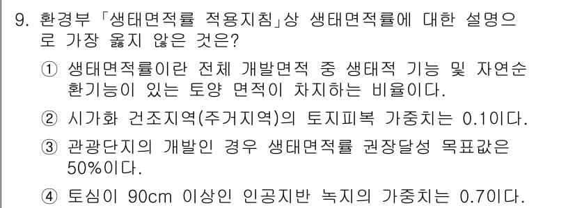 9급_지방직_공무원_서울시_조경계획및생태관리 2020년 9번 - 정답과 핵심 포인트를 검수 중인 기출문제