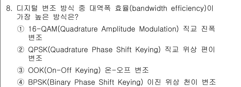 9급_지방직_공무원_서울시_통신이론 2020년 8번 - 정답과 핵심 포인트를 검수 중인 기출문제