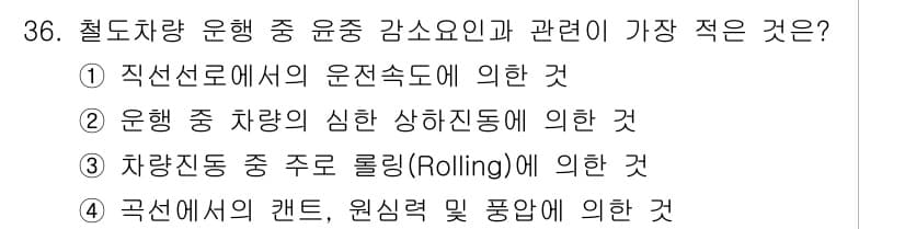 철도차량정비기능장 2016년 36번 - 정답과 핵심 포인트를 검수 중인 기출문제