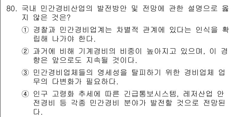 경비지도사_1차(법학개론,민간경비론) 2020년 80번 - 정답과 핵심 포인트를 검수 중인 기출문제
