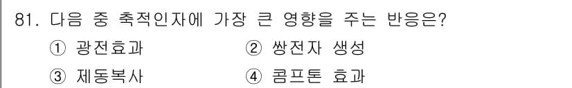 원자력기사 2017년 81번 - 코프톤 효과는 방사선의 생물학적 효과와 관련하여 가장 큰 영향을 미치는 ... 에 관한 핵심 기출문제
