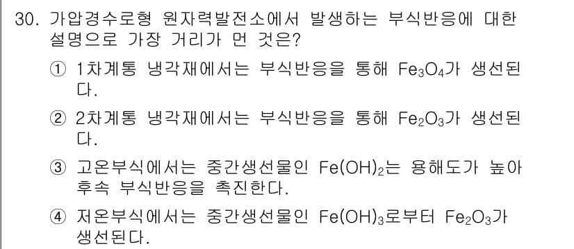 원자력기사 2019년 30번 - 정답과 핵심 포인트를 검수 중인 기출문제