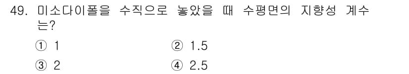 무선설비기사 2020년 49번 - 미소다이폴을 수직으로 놓았을 때 수평면의 지향성 계수는 1입니다. 이는 ... 에 관한 핵심 기출문제