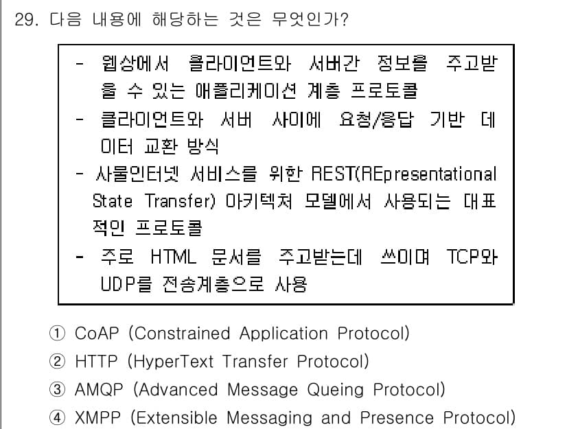 IoT지식능력검정 2016년 30번 - 정답과 핵심 포인트를 검수 중인 기출문제