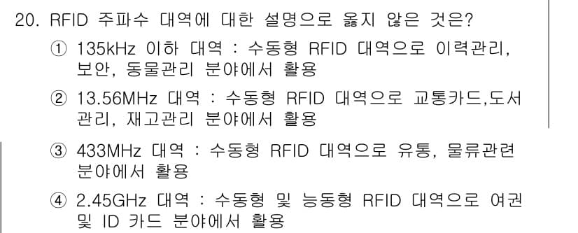 IoT지식능력검정 2020년 20번 - 정답과 핵심 포인트를 검수 중인 기출문제