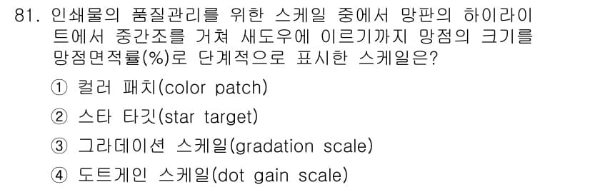 인쇄설계기사 2015년 81번 - 정답과 핵심 포인트를 검수 중인 기출문제