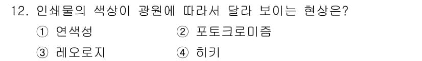 인쇄설계기사 2017년 12번 - 정답과 핵심 포인트를 검수 중인 기출문제