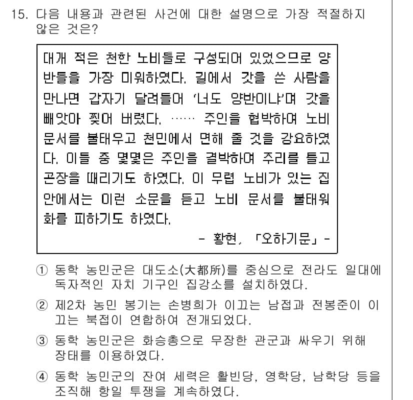 경찰공무원(순경)_한국사 2020년 15번 - 정답과 핵심 포인트를 검수 중인 기출문제