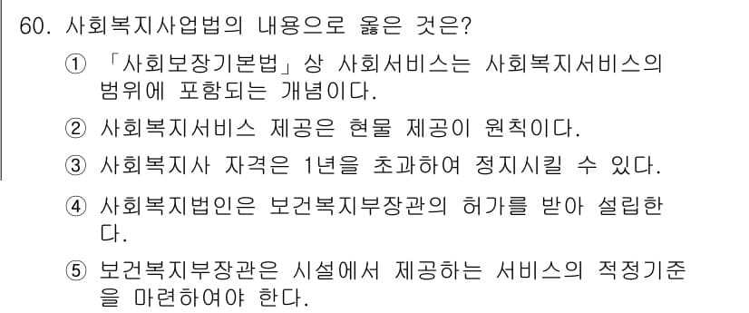 사회복지사_1급(3교시)(구) 2021년 60번 - 정답과 핵심 포인트를 검수 중인 기출문제
