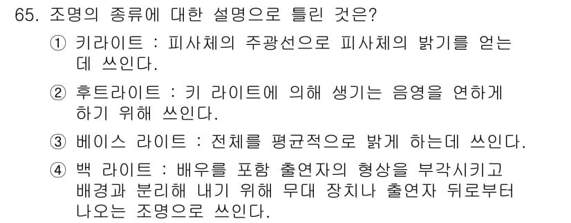 멀티미디어콘텐츠제작전문가(구) 2020년 65번 - 정답과 핵심 포인트를 검수 중인 기출문제