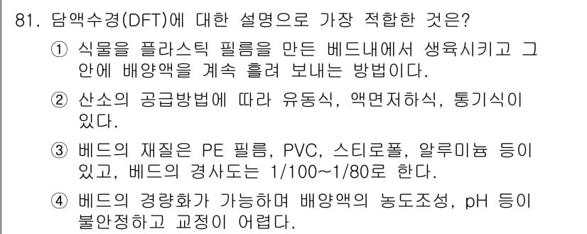 시설원예기사 2021년 81번 - 정답과 핵심 포인트를 검수 중인 기출문제
