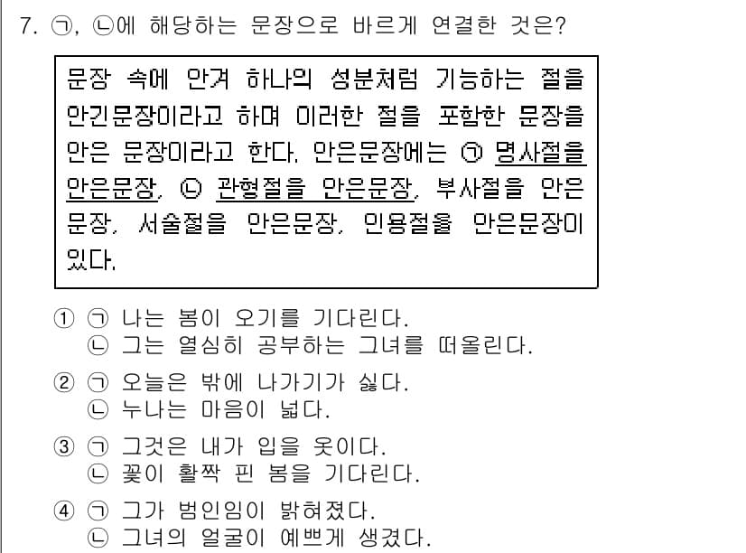 소방공무원(공개,경력)_국어(구) 2020년 7번 - 정답과 핵심 포인트를 검수 중인 기출문제