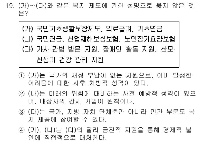 소방공무원(공개)_사회(구) 2020년 19번 - 정답과 핵심 포인트를 검수 중인 기출문제