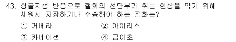 농산물품질관리사_1차 2015년 43번 - 정답과 핵심 포인트를 검수 중인 기출문제