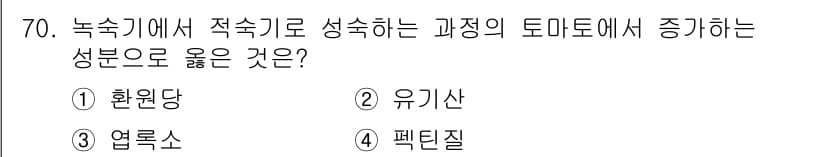 농산물품질관리사_1차 2015년 70번 - 정답과 핵심 포인트를 검수 중인 기출문제
