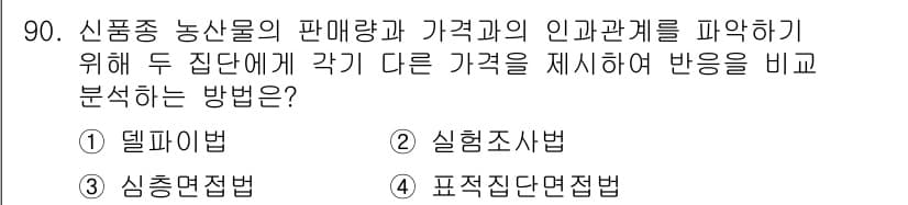 농산물품질관리사_1차 2015년 90번 - 정답과 핵심 포인트를 검수 중인 기출문제