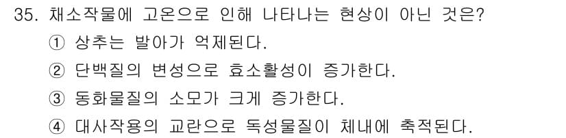 농산물품질관리사_1차 2016년 35번 - 정답과 핵심 포인트를 검수 중인 기출문제
