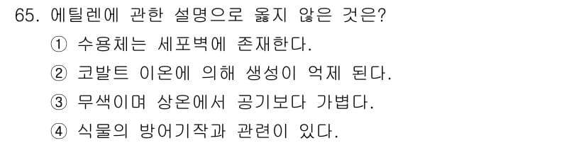 농산물품질관리사_1차 2016년 65번 - 정답과 핵심 포인트를 검수 중인 기출문제
