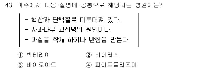 농산물품질관리사_1차 2018년 43번 - 정답과 핵심 포인트를 검수 중인 기출문제
