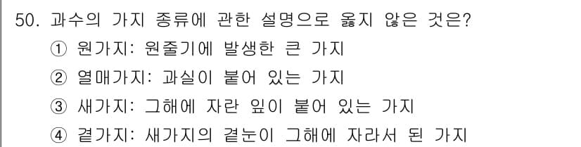 농산물품질관리사_1차 2018년 50번 - 문제에서 요구하는 것은 과수의 각 종류에 대한 설명으로 옳지 않은 것이며... 에 관한 핵심 기출문제