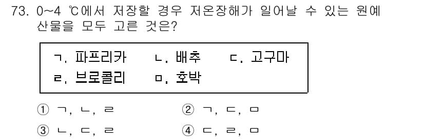 농산물품질관리사_1차 2018년 73번 - 정답과 핵심 포인트를 검수 중인 기출문제