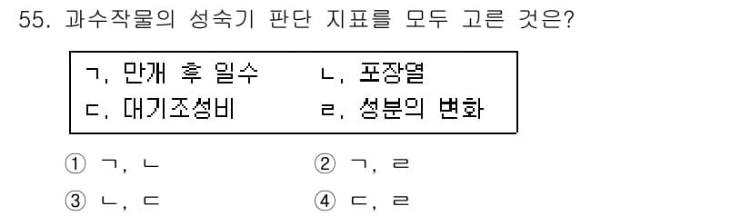 농산물품질관리사_1차 2020년 55번 - 정답과 핵심 포인트를 검수 중인 기출문제