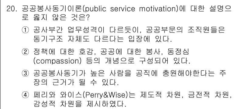 9급_국가직_공무원_행정학개론 2021년 20번 - 정답과 핵심 포인트를 검수 중인 기출문제