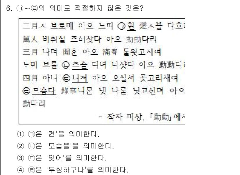 9급_국가직_공무원_국어 2021년 6번 - 정답과 핵심 포인트를 검수 중인 기출문제