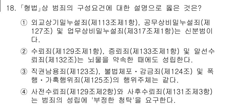 9급_국가직_공무원_형법총론 2021년 18번 - 정답과 핵심 포인트를 검수 중인 기출문제