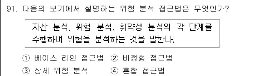 정보보안기사 2015년 91번 - 정답과 핵심 포인트를 검수 중인 기출문제